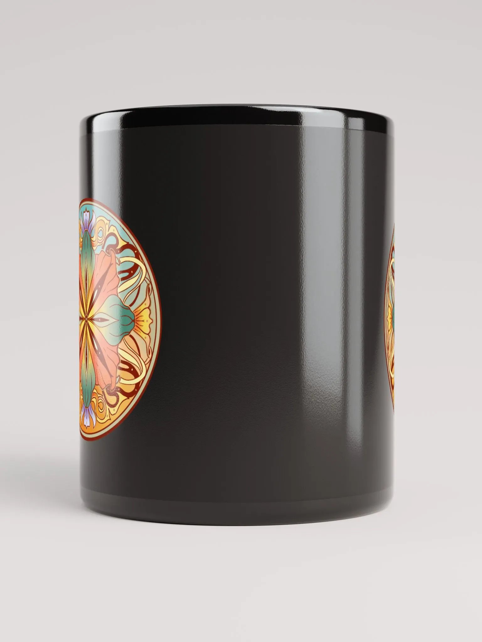 Teal Floral Mandala - Black Mug product image (5)