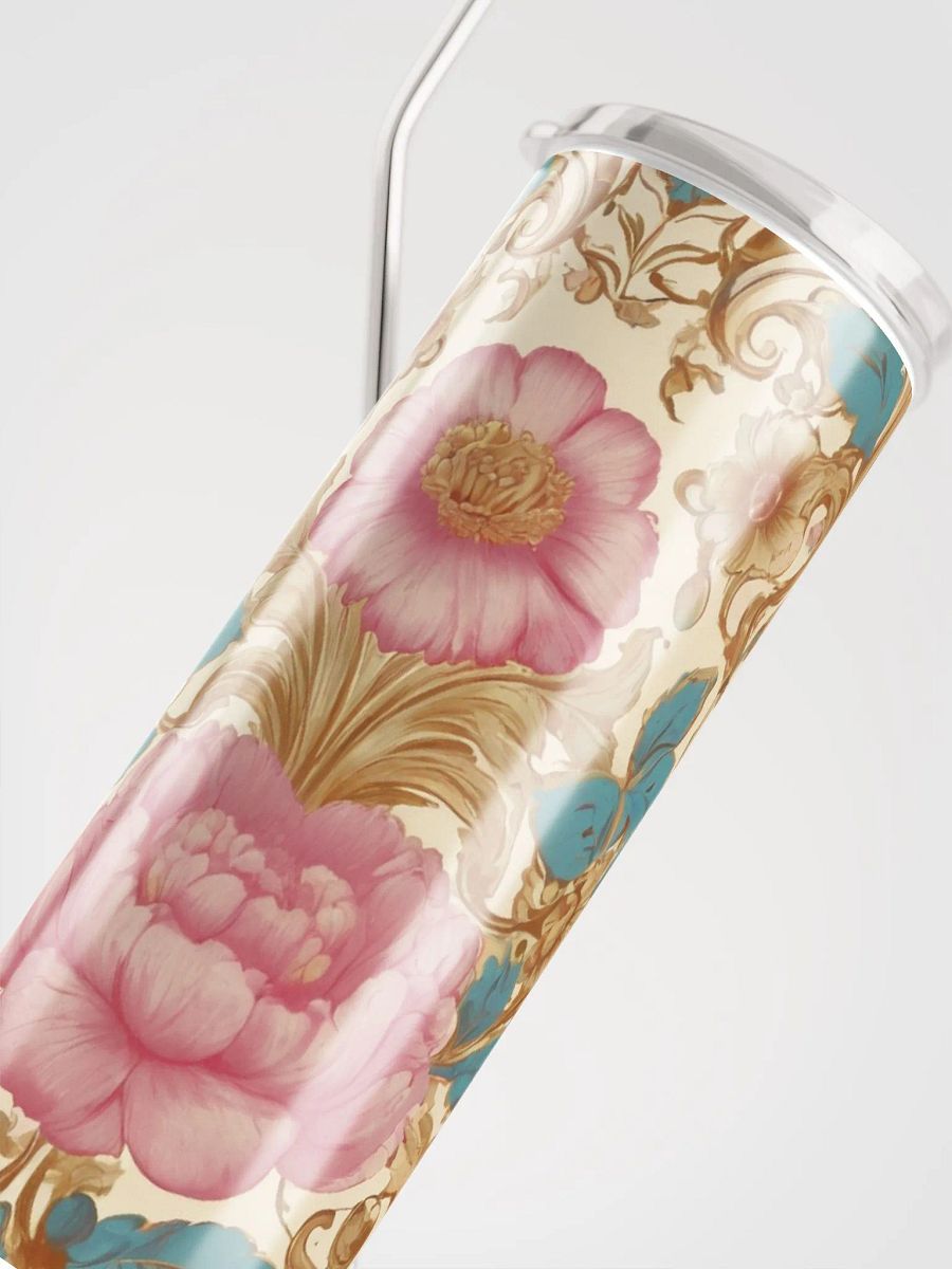 Elegant Vintage Golden Pink Flower Coquette Tumbler: Eco-Friendly Stainless Steel with Straw product image (5)
