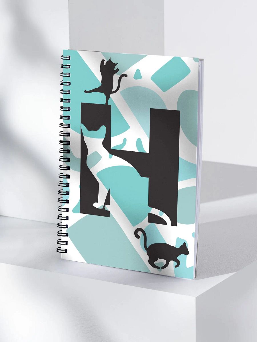 Monogram Letter H Cat Lover Geometric Blues Notebook product image (4)