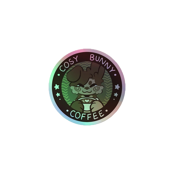 cosy bunny coffee holo sticker product image (1)