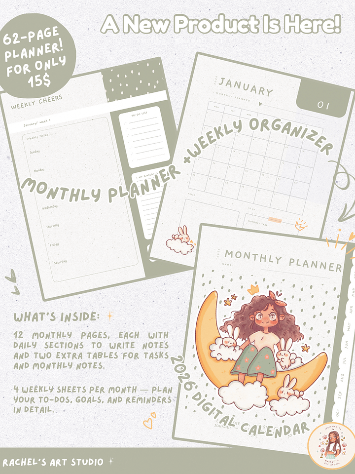 To The Moon Monthly Planner product image (1)