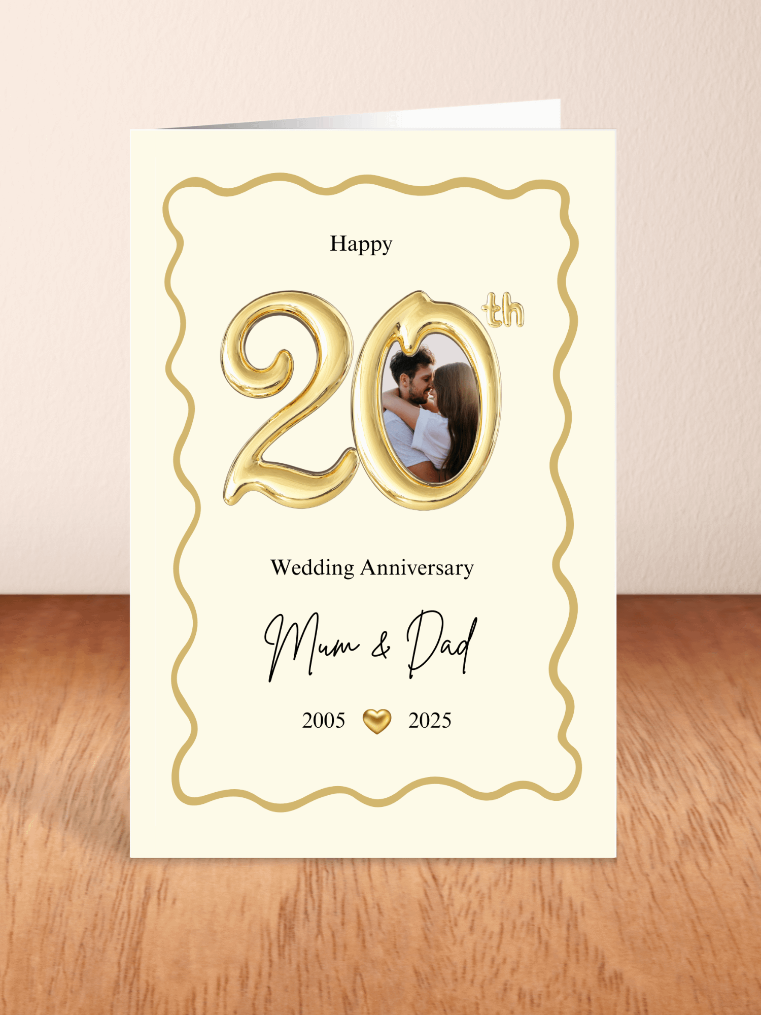 Gold Balloon-style 20th Year Wedding Anniversary Photo Card Template product image (2)