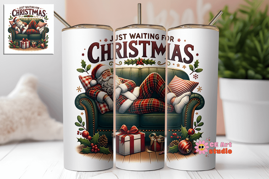 Just Waiting For Christmas Tumbler Wrap PNG product image (1)