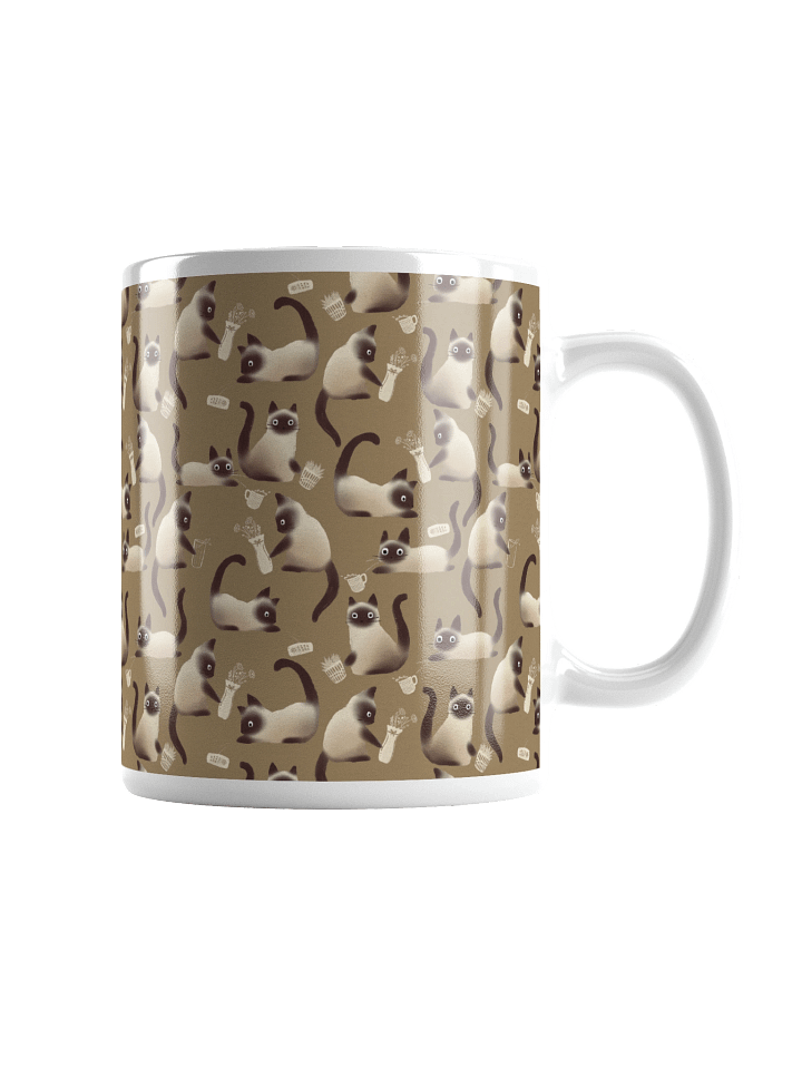Bad Siamese Cats Knocking Stuff Over Mug, Brown product image (2)