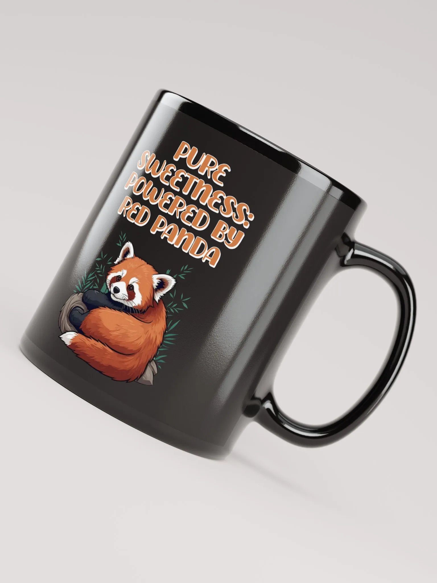 Pure Sweetness: Powered By Red Panda - Cute Animal Design Black Mug product image (8)