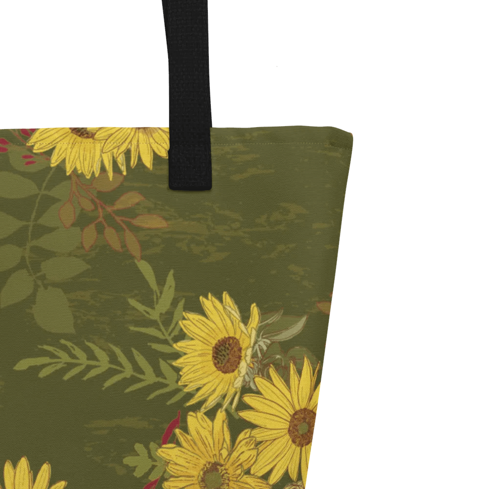 “Helianthus Sunflower Scattered Amongst the Greens” Large Tote Bag product image (5)