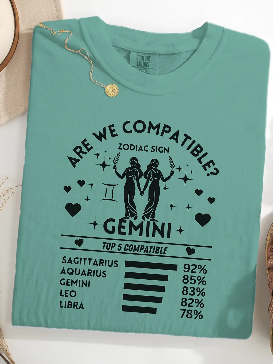 Gemini Zodiac Sign Romantic Compatibility T-Shirt - Light Comfort Colors 1717 product image (65)