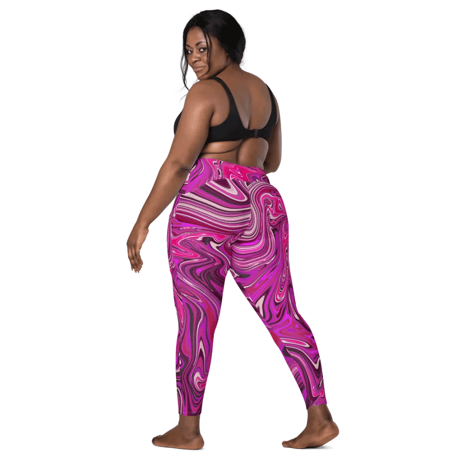 Leggings with Pockets - Pink and Purple Digital Fluid Art product image (9)