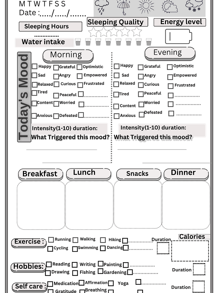 "Mood Tracker Journal" "My Daily Mood Log" "Emotions Journal: A Daily Mood Tracker" product image (1)