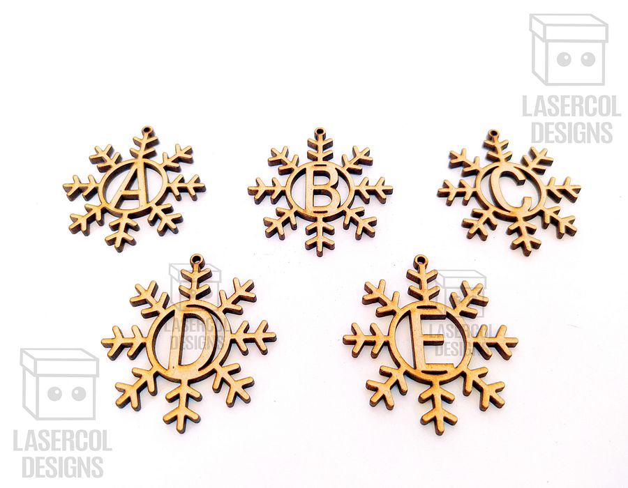 Monogram Snowflake Christmas Ornament - Laser Cut Files product image (5)