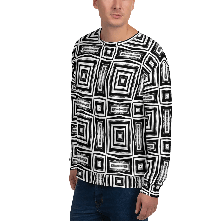 Abstract Monochrome Repeating Pattern Unisex All Over Print Sweatshirt product image (8)