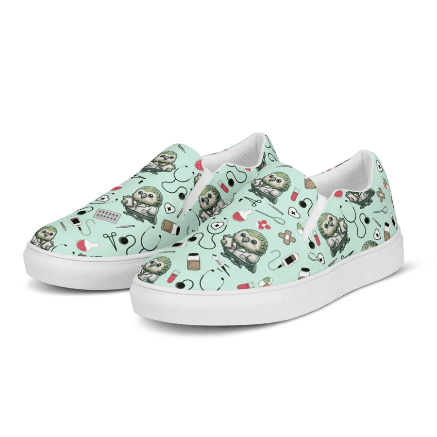 Cute Medical Kakapo Slip-On Canvas Shoes (Green) product image (6)
