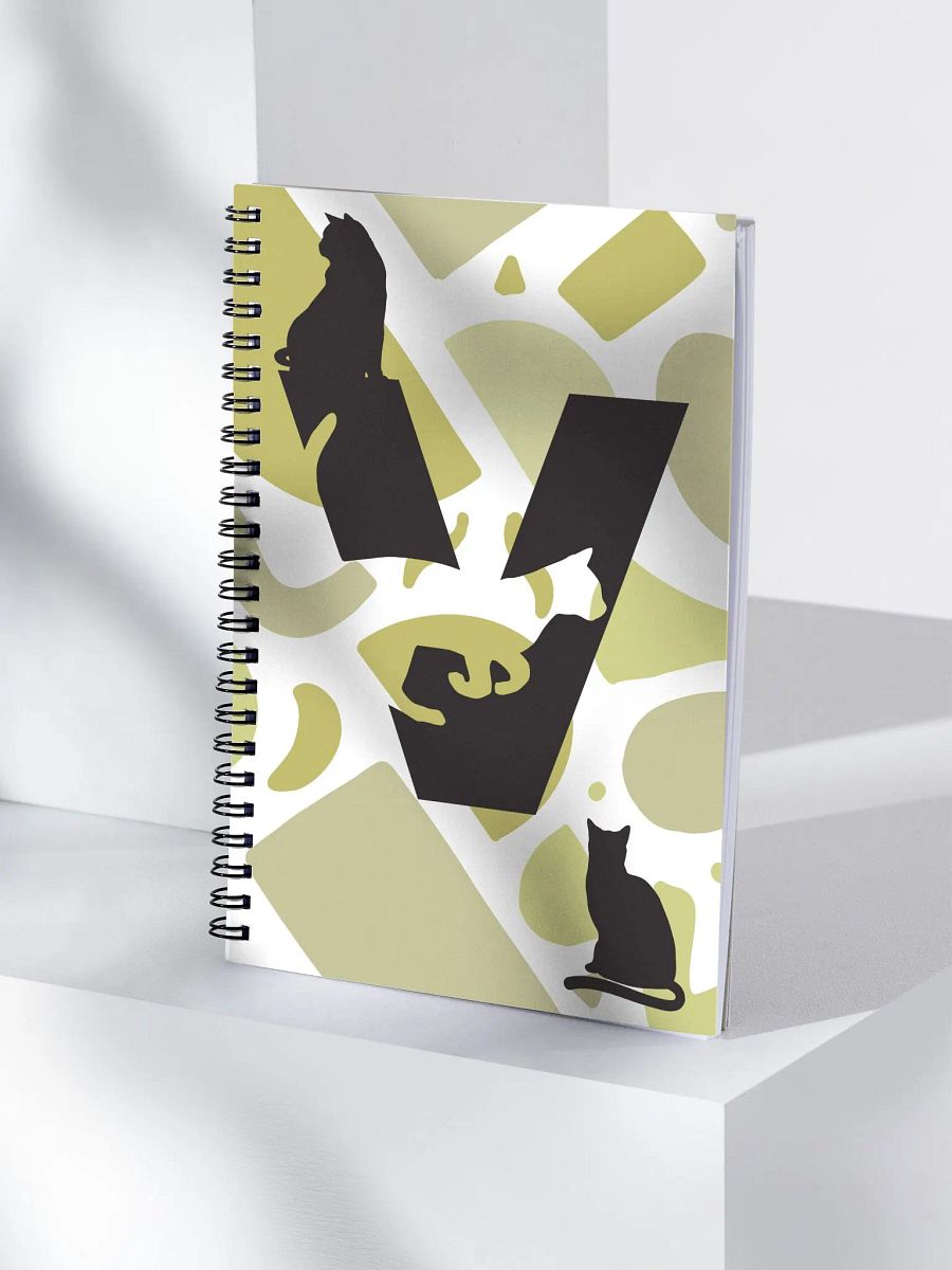 Monogram Letter V Cat Lover Geometric Greens Notebook product image (4)