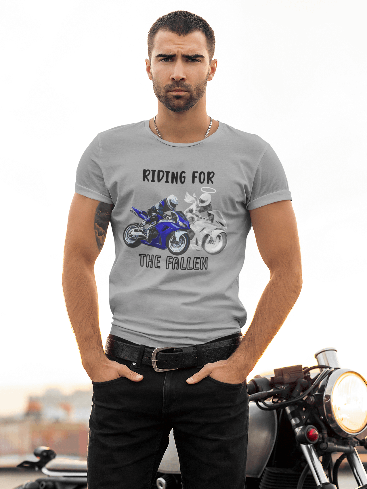 Riding For The Fallen (blue bike) T-Shirt product image (37)