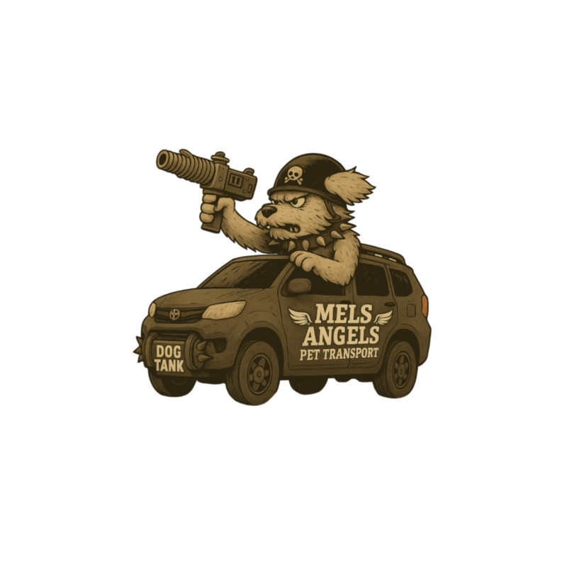 Mel’s Angels Dog Tank Magnet – Vintage Military Style Die-Cut Vinyl Magnet product image (4)