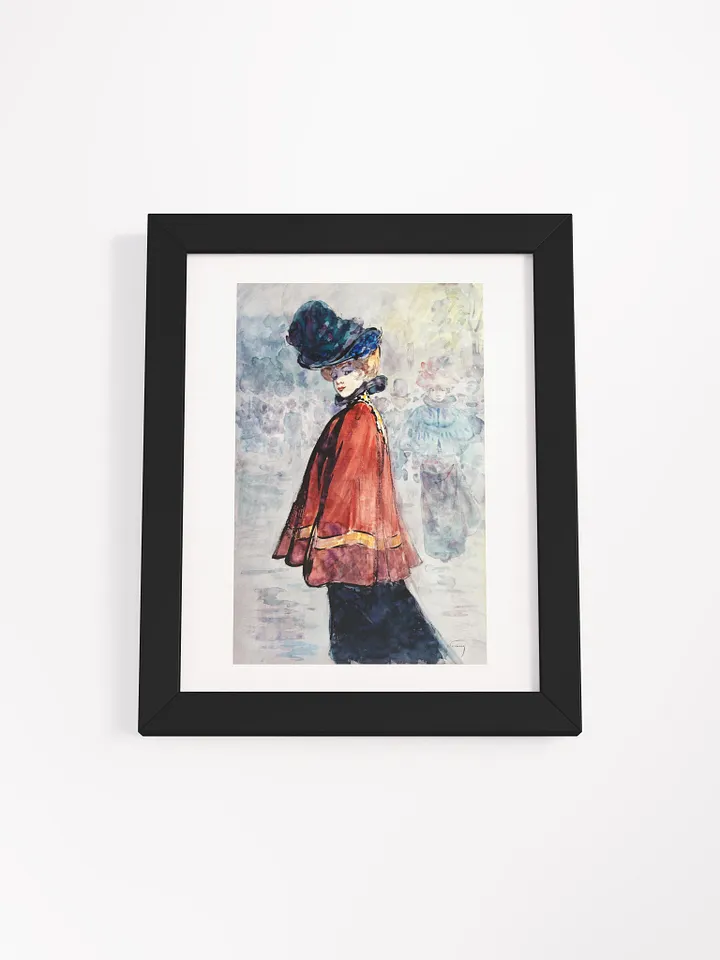 Elegant Lady in Red Cape Watercolor Poster product image (1)