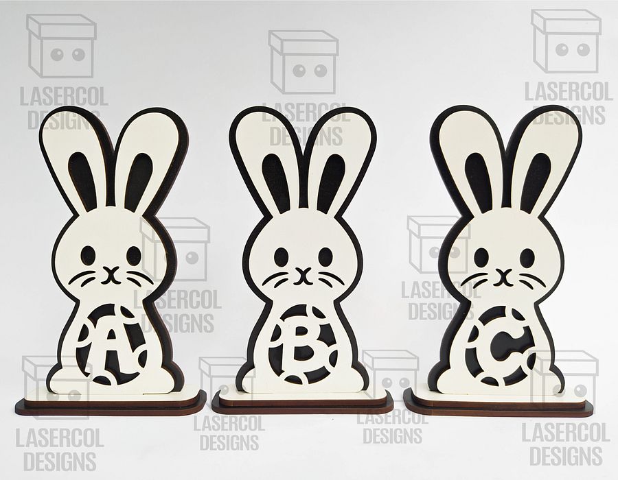 Easter Bunny Monogram Set 1 (3 Sizes) - Laser Cut Files product image (4)