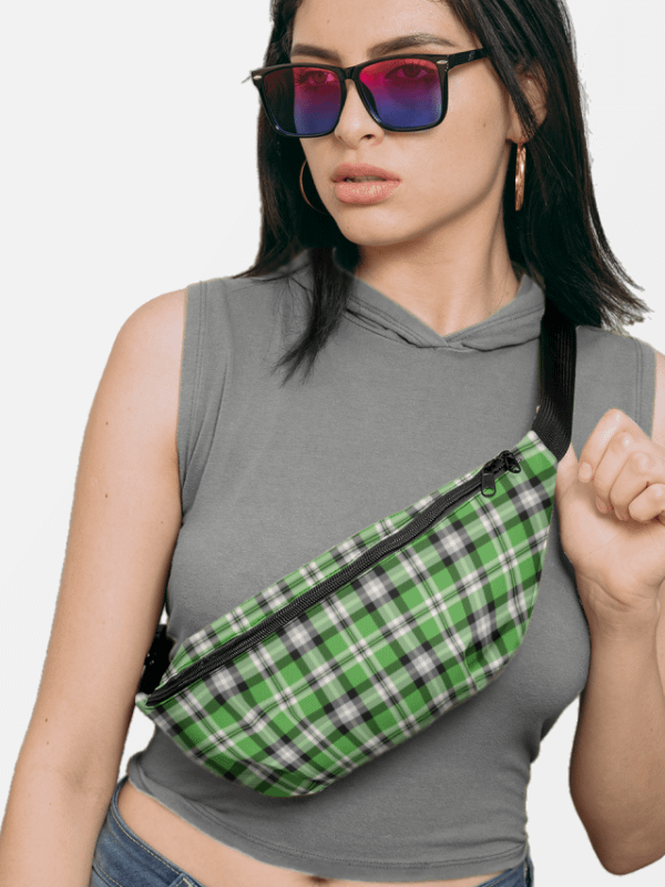 Bright Green, Black, and Gray Plaid Fanny Pack product image (1)