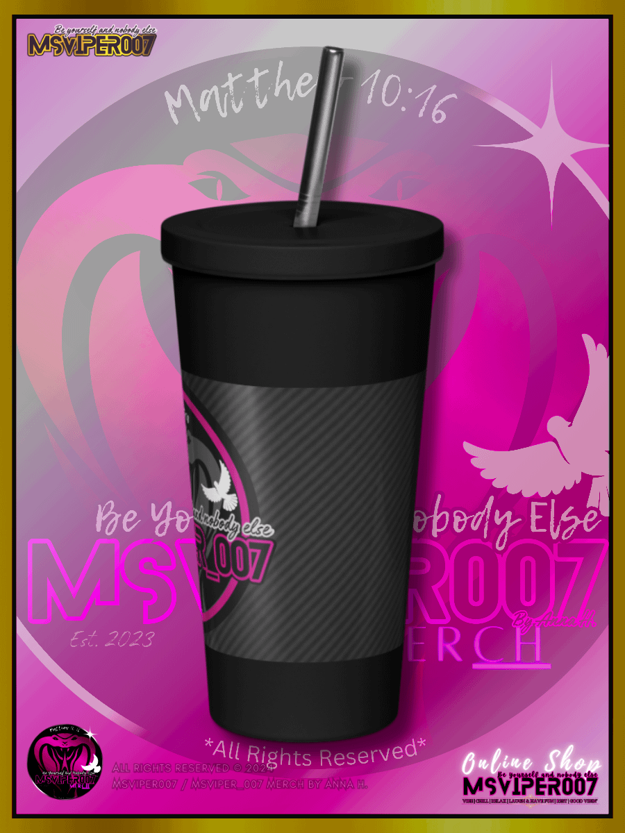 Tumbler - "MsViper_007™ Brand [pink/blk] - Support&Sport" Insulated Tumbler with a Straw By Anna H. product image (4)