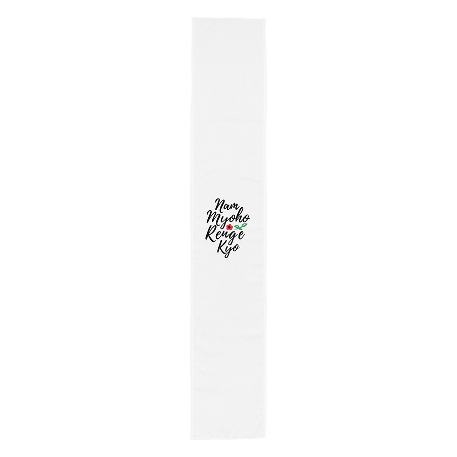 Nam Myoho Renge Kyo Table Runner – Elegant Buddhist Decor for Sacred Spaces product image (1)