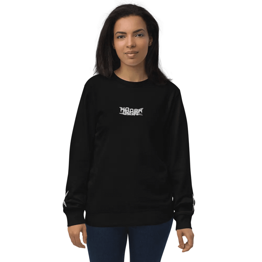 Unisex Organic Sweatshirt - Embroidered - White HApex Gear Black Logo product image (10)