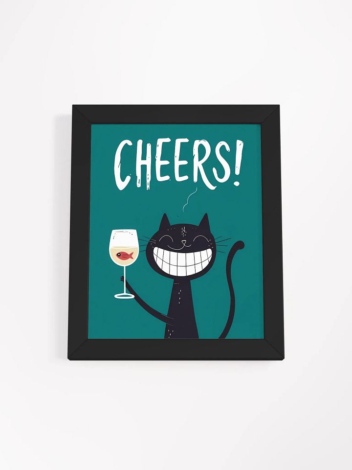 Grinning Cat Wine Cheers Framed Poster product image (2)