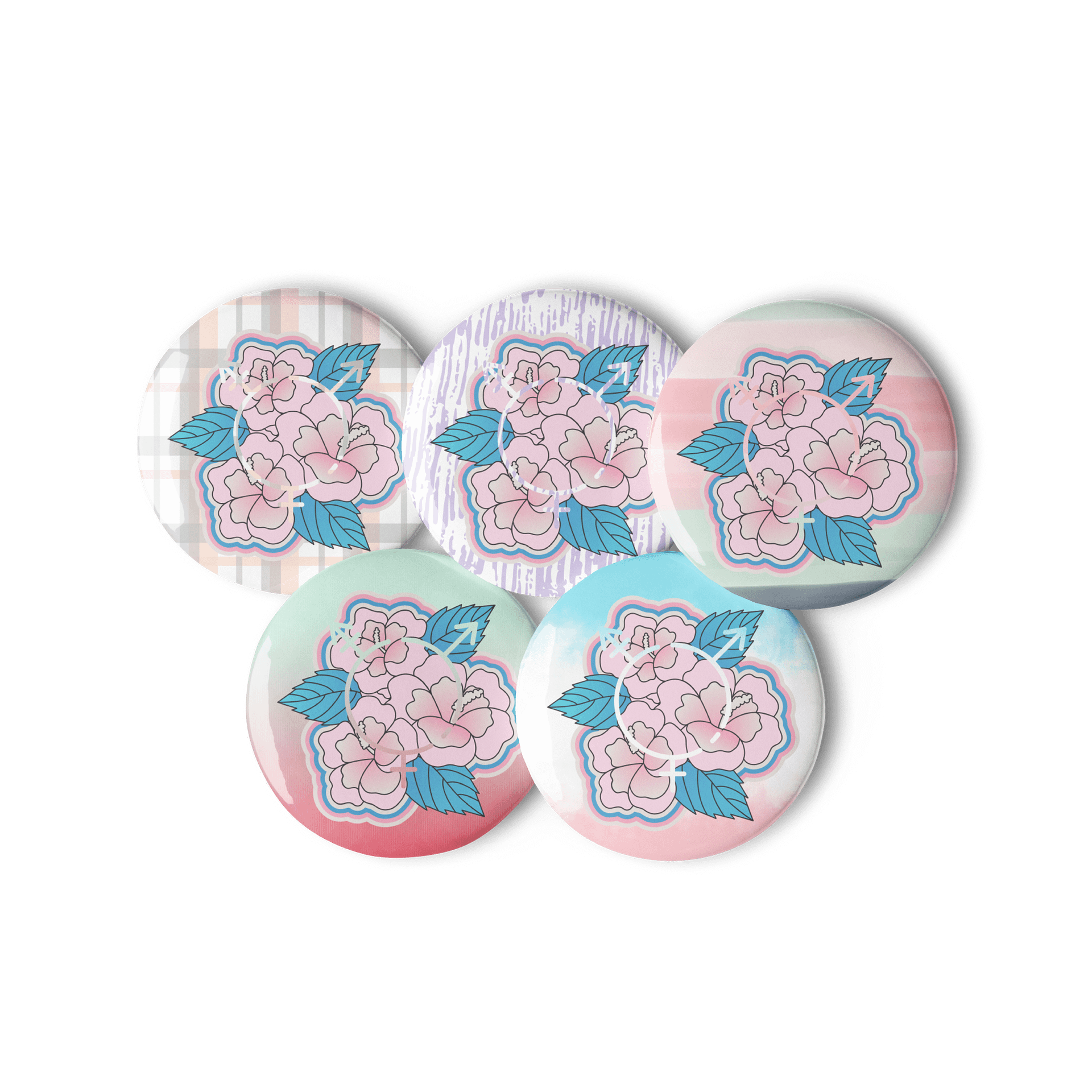 LGBTQIAP2S+ 2025, Trans Flower with Symbol, Pin Buttons product image (3)