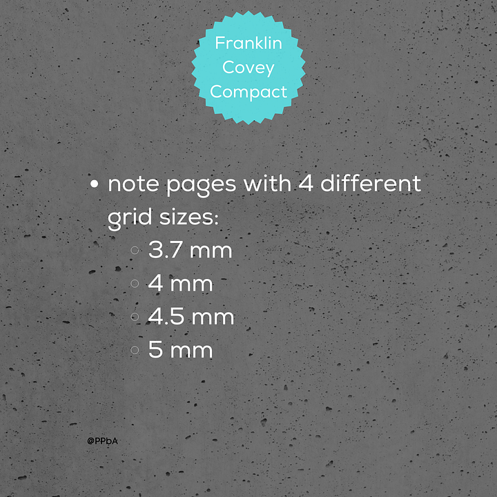 grid note pages - Franklin Covey Compact - various grid sizes - 3.7/4/4.5/5 mm product image (2)