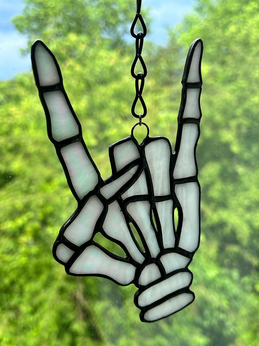 Skeleton Rock Stained Glass Suncatcher product image (4)
