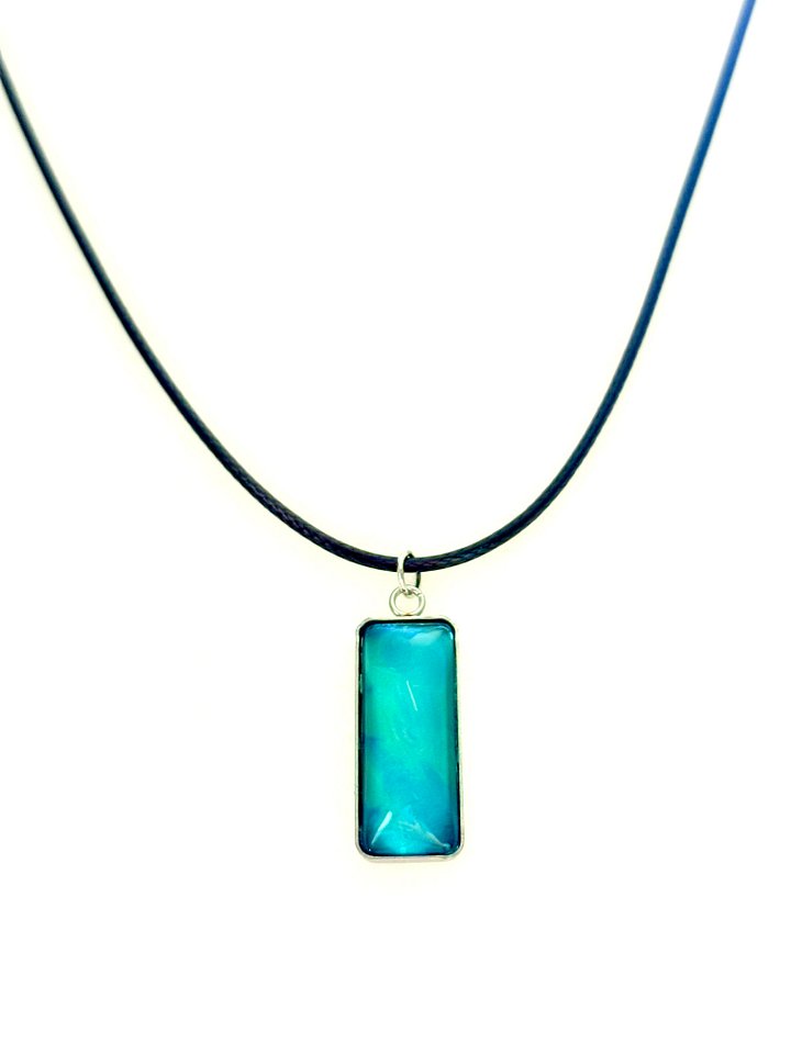 Electric Tide Pendant Necklace | Teal Blue | Rectangle Cabochon | Monique Faella Designs™ | MFD-00145 product image (2)