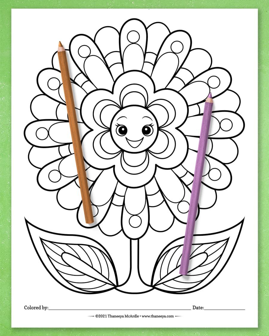 Happy Flowers Coloring Pages product image (11)