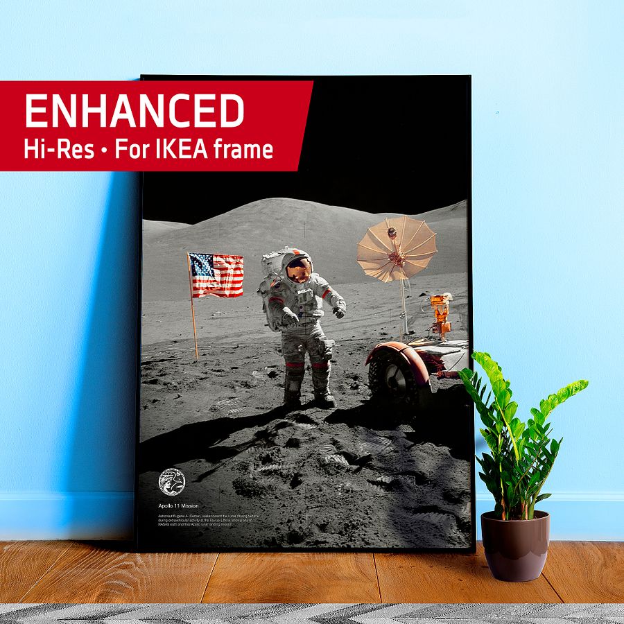 NASA Apollo 17: Astronaut Eugene A. Cernan, Last astronaut on the Moon, 1972 — space poster, space art, photo poster, NASA print product image (1)