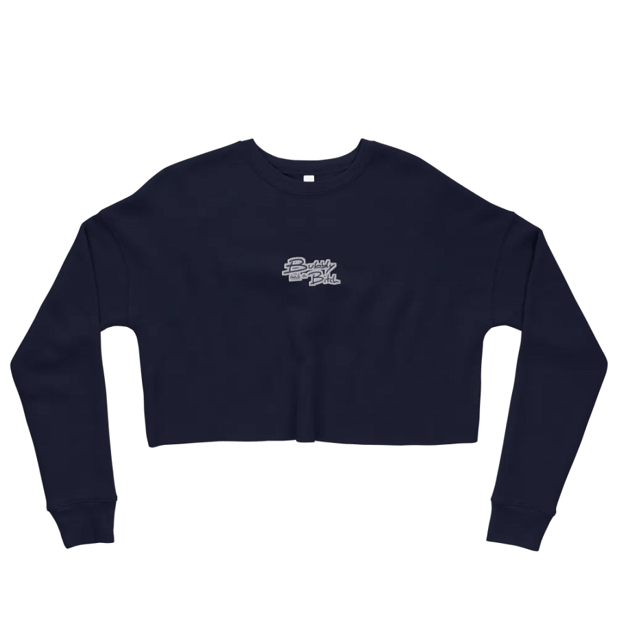 Bubbly and a B*tch (navy & white thread) embroidered fleece crop crew product image (3)