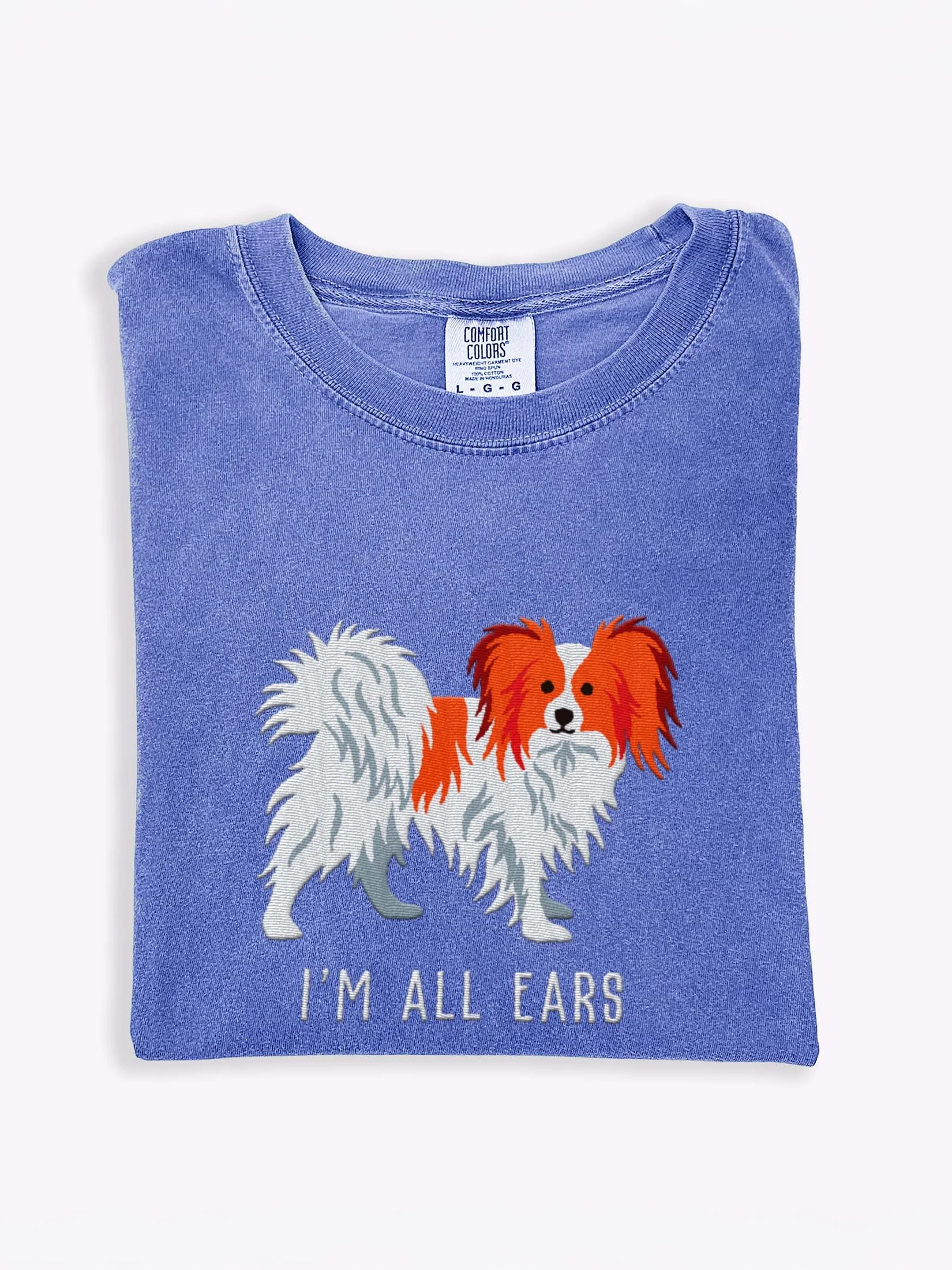 I'm All Ears T-Shirt(Embroidered) of a Papillon(Red & White) product image (1)