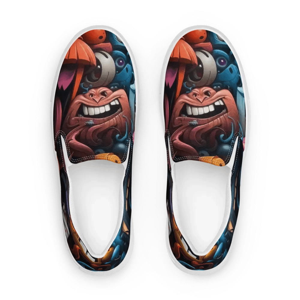 Whimsical Cartoon Chaos Slip-Ons product image (1)