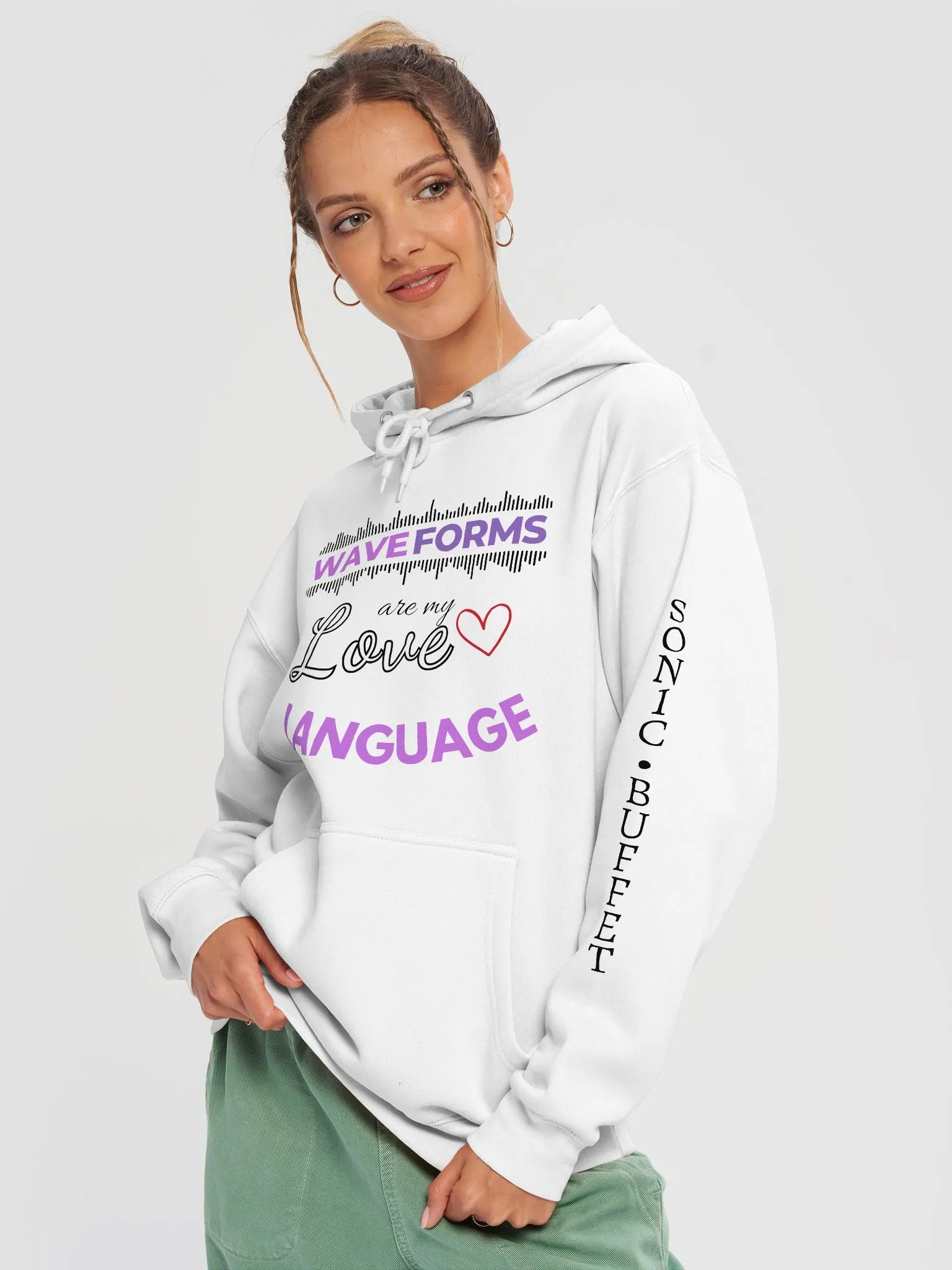 "Waveforms Are My Love Language" Hoodie (light colors) product image (3)
