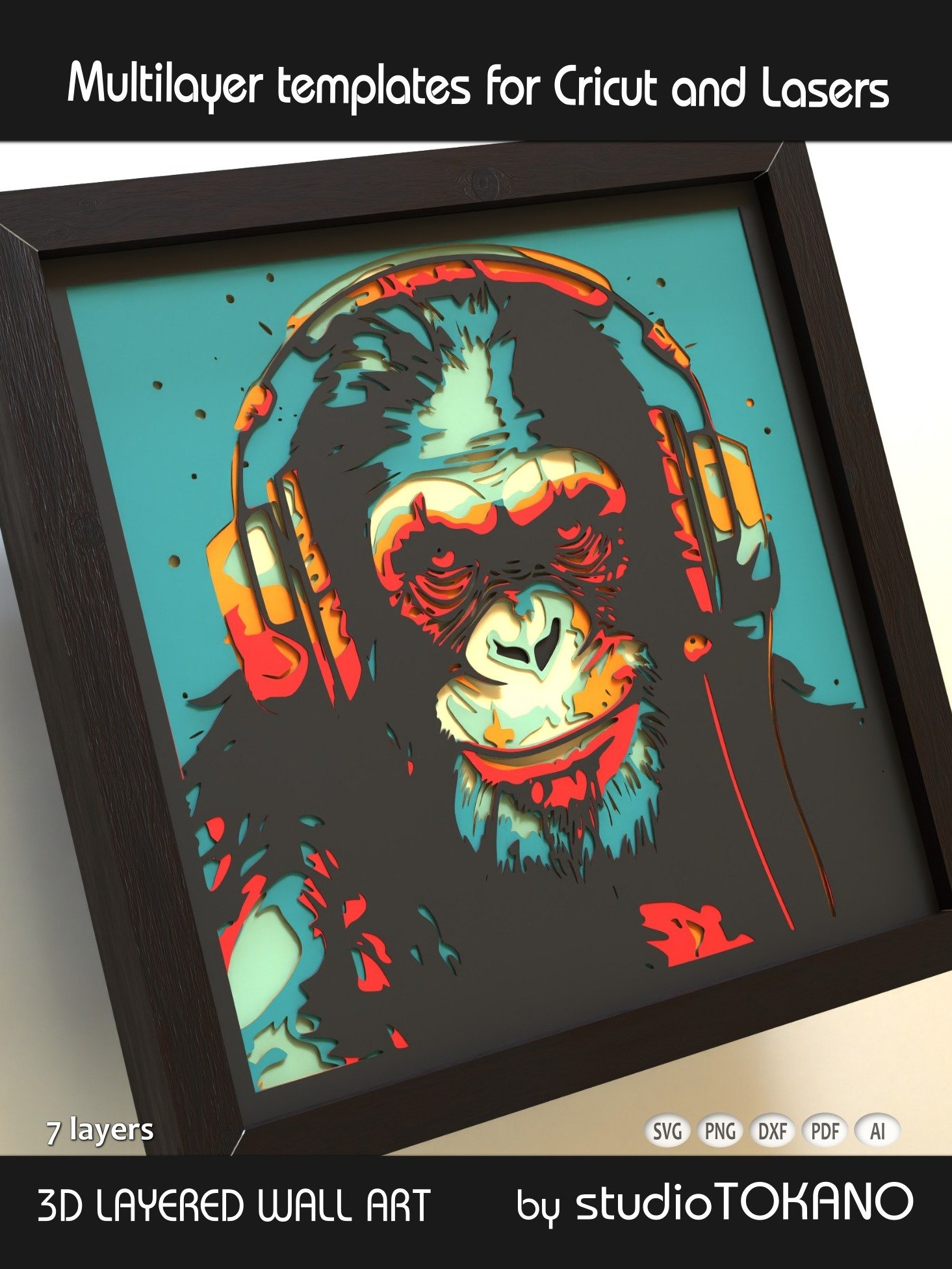 Chimpanzee 3D Cardstock art product image (2)