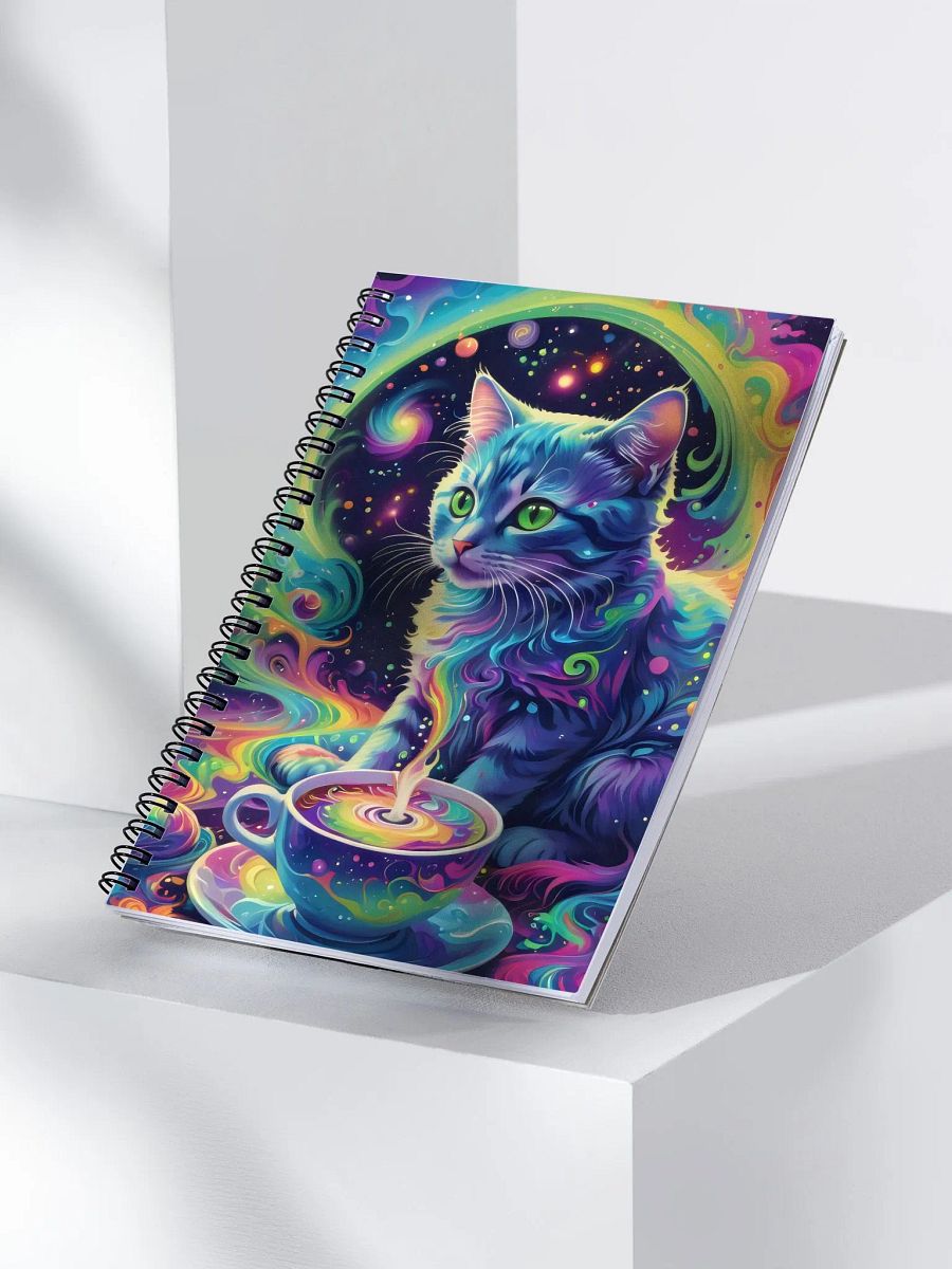 Psychedelic Cat with Cosmic Coffee Spiral Notebook product image (3)