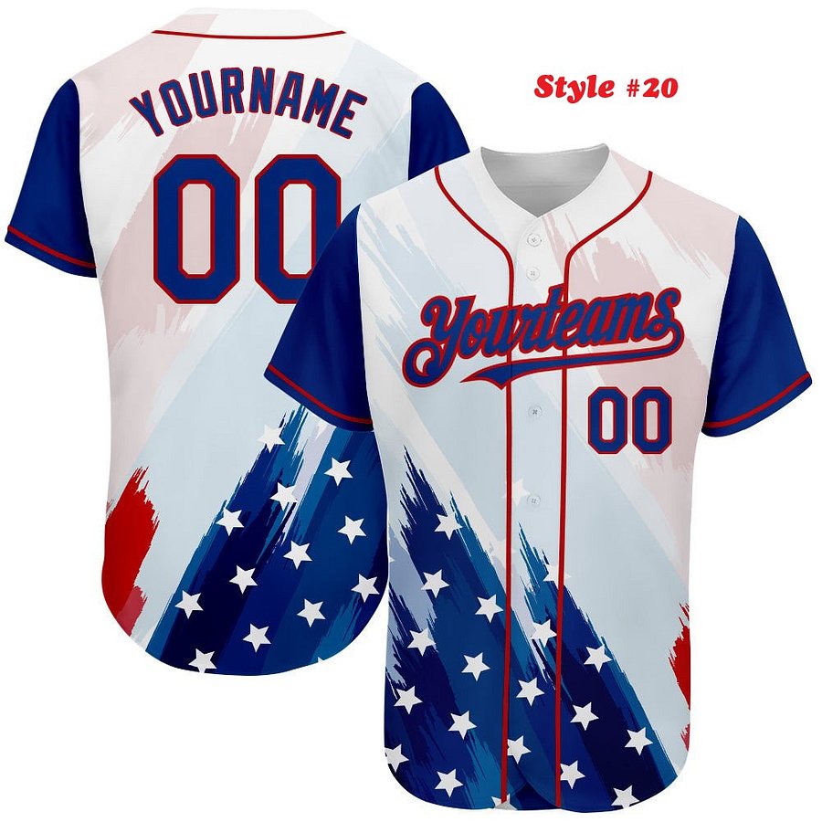 Authentic Baseball Jersey, Custom Baseball Jersey, Personalized Sport Jersey, Colorful, Flowers, Number, Logo, American Star product image (190)