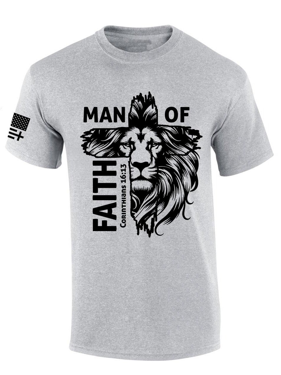 Mens Christian T-shirt Man of Faith Corinthians 16:13 Short Sleeve T-shirt product image (3)