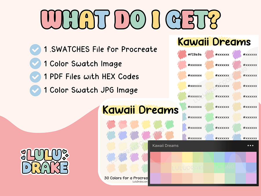 Kawaii Dreams Procreate Color Palette with HEX Codes ★ DIGITAL ★ product image (5)