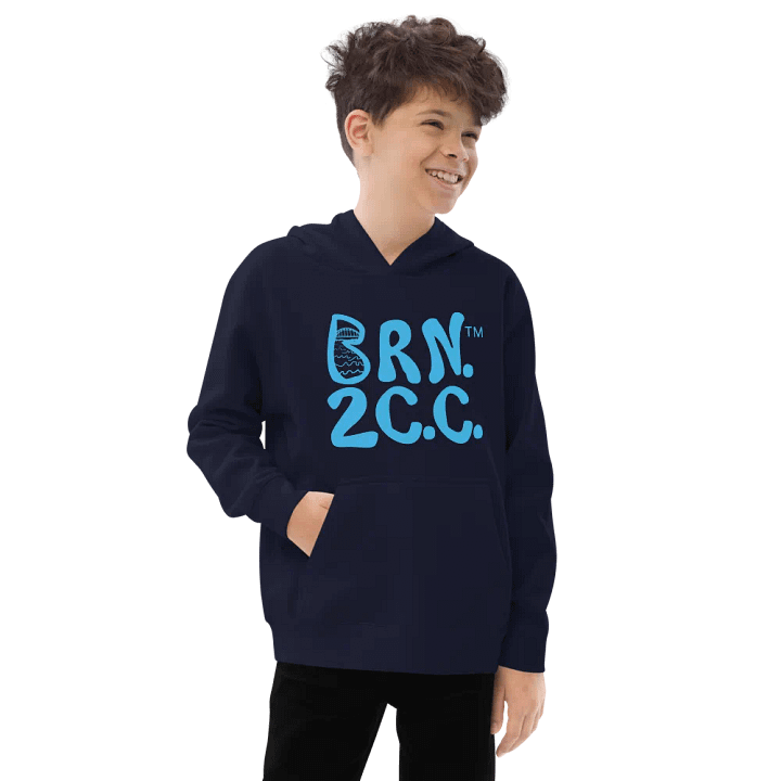 Boys' | BOURNE to Cape Cod™ | DTG Vintage Print | Youth Hooded Fleece Pullover | Cozy Coastal Adventure | Blue Logo product image (1)