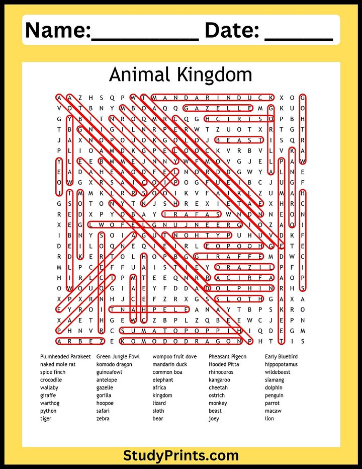 Animal Kingdom Word Search puzzle Worksheet product image (2)