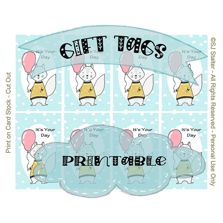 It's Your Day! Cute Squirrel Printable Gift Tags - The Perfect All-Occasion Set for Kids! product image (2)