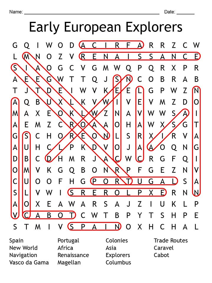 Early European Explorers Word Search Puzzle Worksheet product image (2)