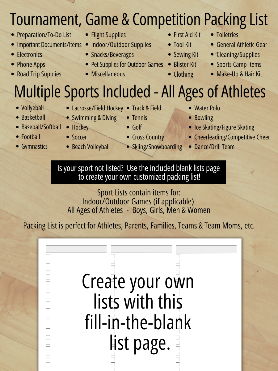 Sports Packing List - Tournaments, Games & Competitions product image (8)