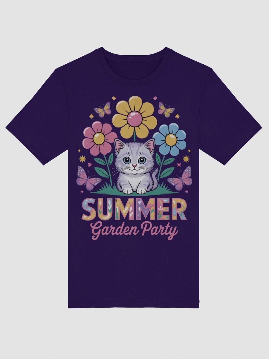 Whimsical Garden Party Cat T-Shirt product image (43)