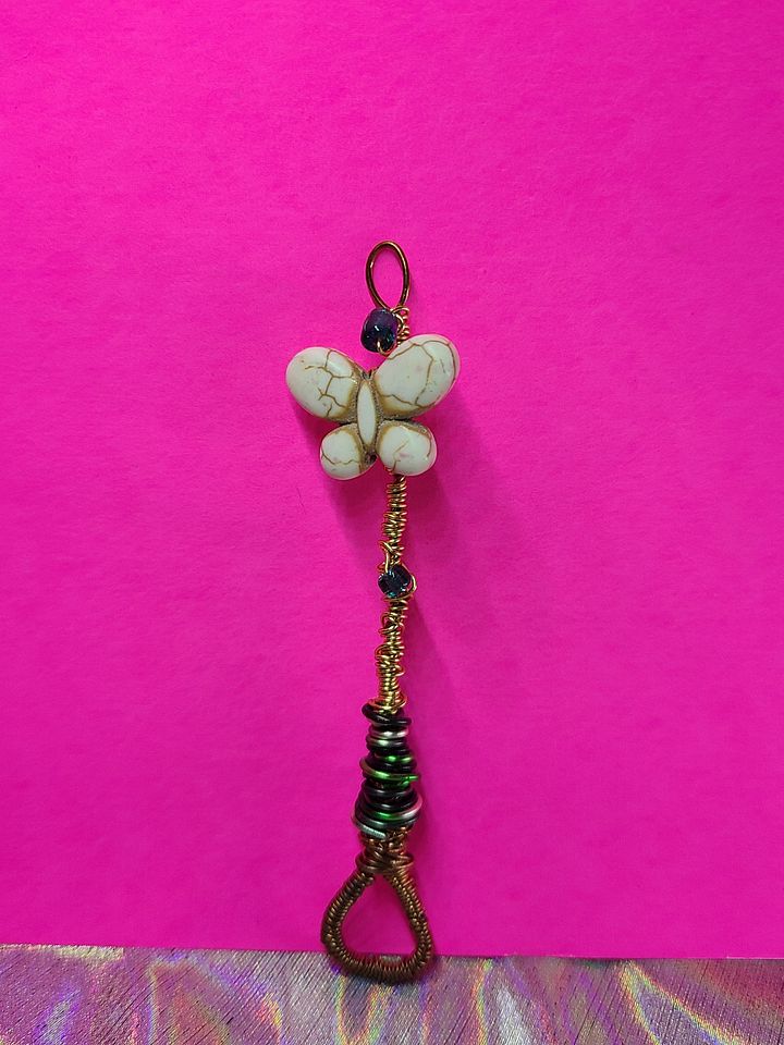Butterfly Handmade Bubble Wand - wire wrapped pendant product image (1)