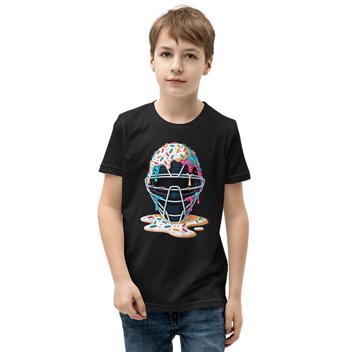Baseball Catcher Mask Ice Cream Dripping Baseball Fan Youth T-Shirt product image (1)