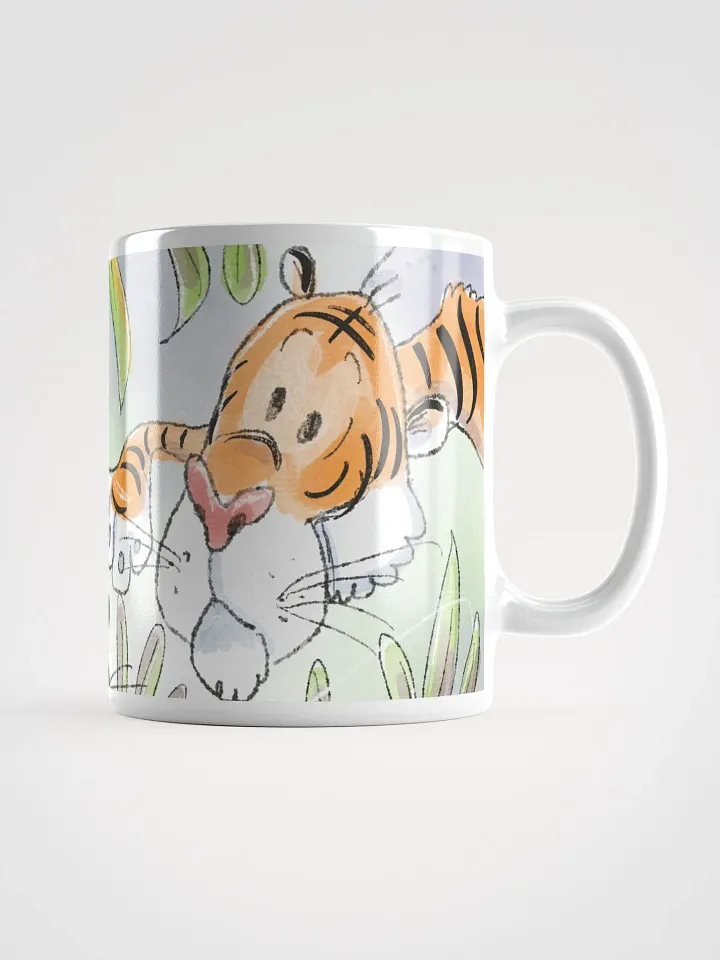 Hand Drawn Tiger Trio White Glossy Mug product image (2)